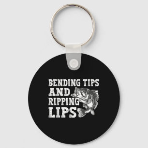Bending Tips And Ripping Lips Cute Fishing Dad, B Key Ring