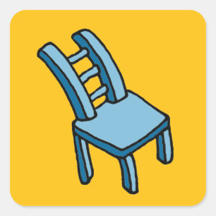 Bendy Blue Chair Cartoon Illustration  Square Sticker