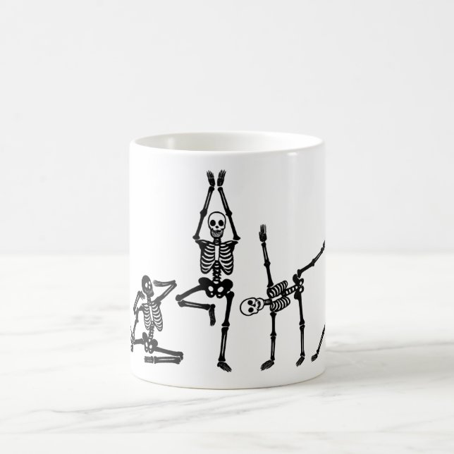 Bendy Bones Funny Yogi Skeletons - Yoga Humor Tea Coffee Mug (Center)