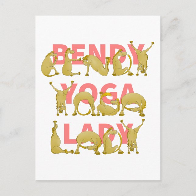 Bendy Yoga Lady Funny Cute Pony Postcard (Front)