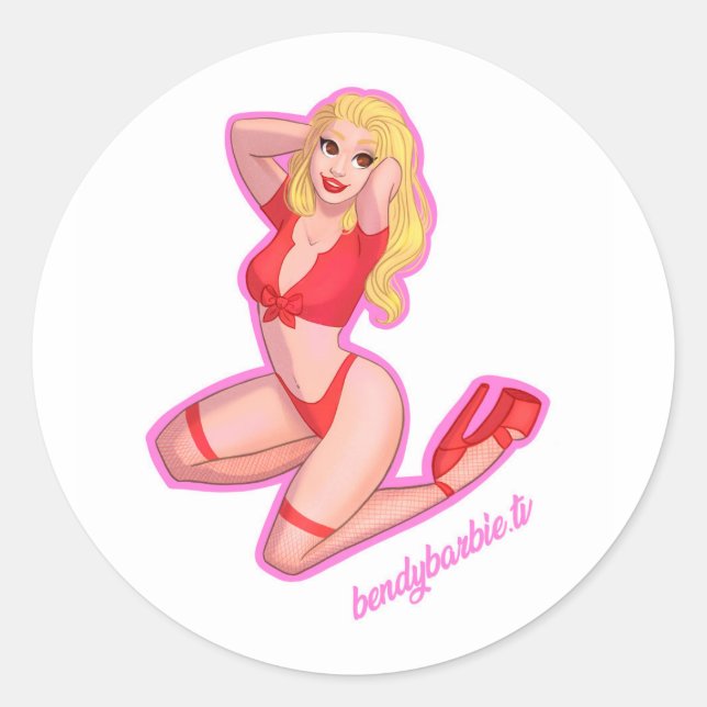 BendyBarbie Cartoon Stickers (Front)