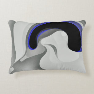 Beneath the Blue: Abstract Grey, Black & Blue Decorative Cushion