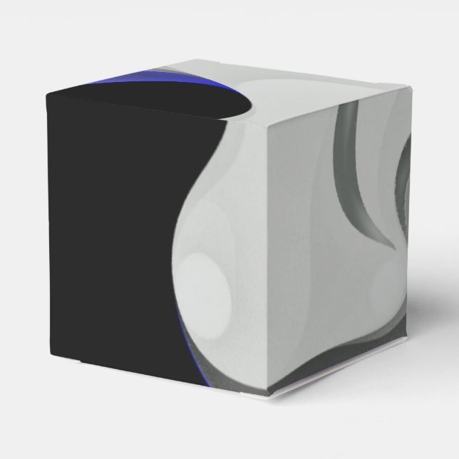 Beneath the Blue: Abstract Grey, Black & Blue Favour Box (Back Side)