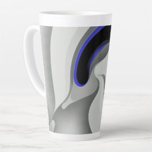 Beneath the Blue: Abstract Grey, Black & Blue Latte Mug