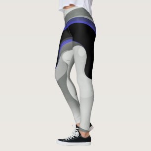 Beneath the Blue: Abstract Grey, Black & Blue Leggings