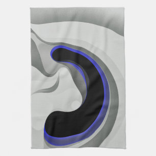 Beneath the Blue: Abstract Grey, Black & Blue Tea Towel