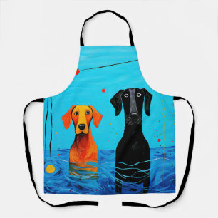Beneath the Blue Horizon -  Surreal Colourful Dogs Apron