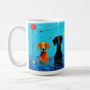Beneath the Blue Horizon - Surreal Colourful Dogs Coffee Mug