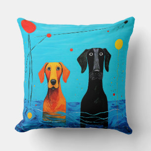 Beneath the Blue Horizon -  Surreal Colourful Dogs Cushion