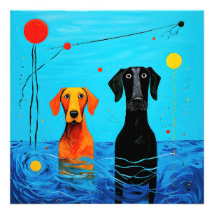 Beneath the Blue Horizon -  Surreal Colourful Dogs Photo Print
