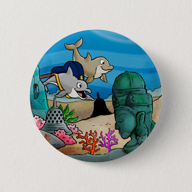 Beneath the Waves - The Buddha Discovery Button (Front)