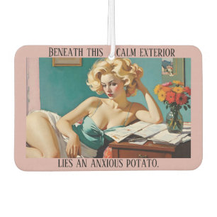 Beneath This Calm Exterior Anxious Potato - Funny Car Air Freshener