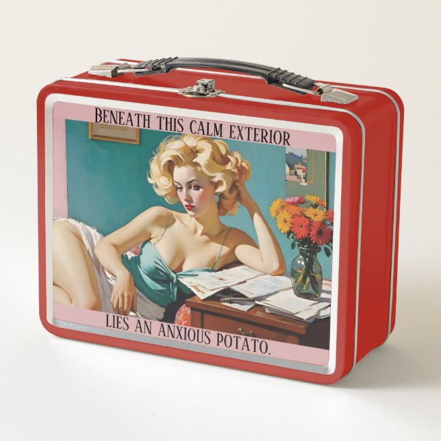 Beneath This Calm Exterior Anxious Potato - Funny Metal Lunch Box (Front)