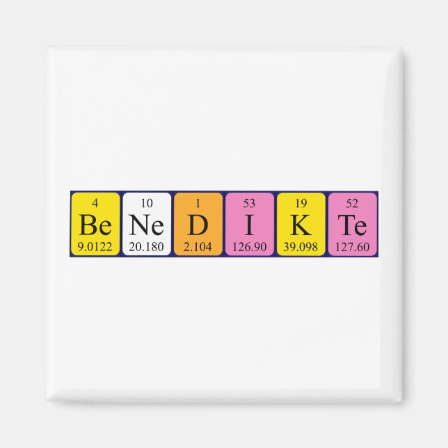 Benedikte periodic table name magnet (Front)