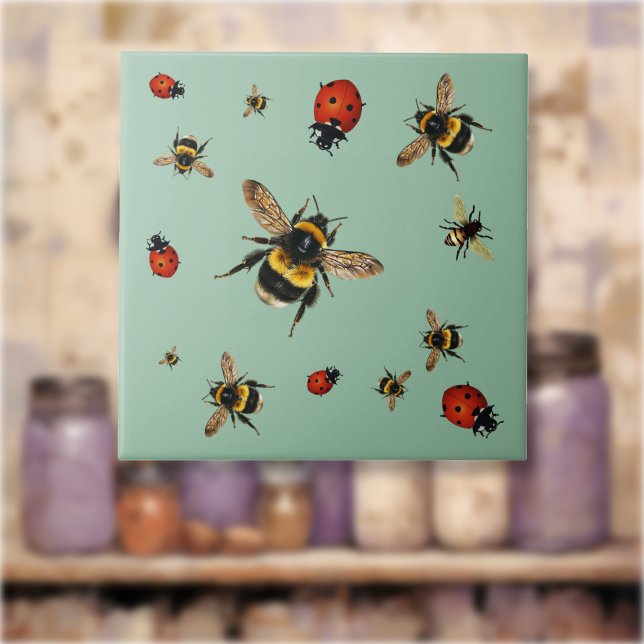 Beneficial Bees n Ladybugs Ceramic Tile (Creator Uploaded)