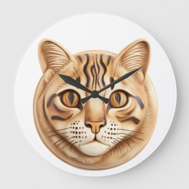 Bengal Cat 3D Inspired Large Clock (Front)