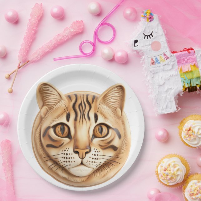 Bengal Cat 3D Inspired Paper Plate (Party)
