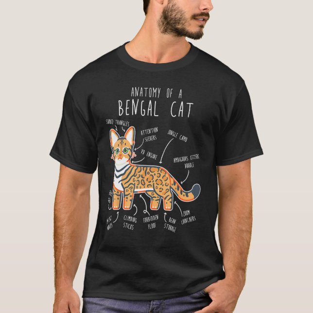 Bengal Cat Anatomy  Cute Pet Bengal Mom Cat Dad T-Shirt (Front)