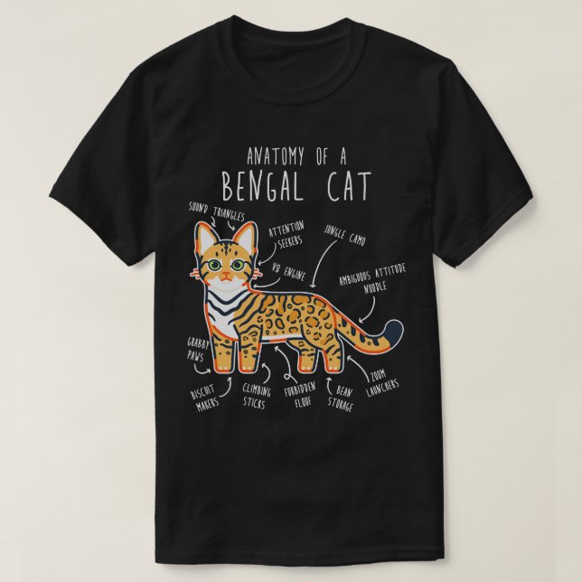 Bengal Cat Anatomy T-Shirt (Design Front)