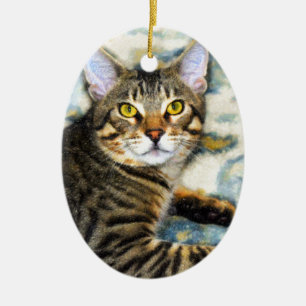 Bengal Cat Art Ceramic Ornament