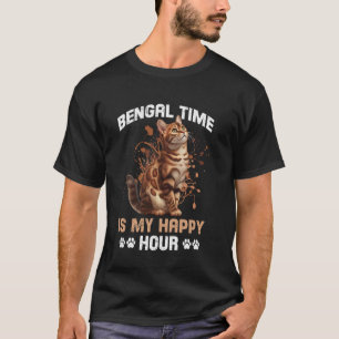 Bengal Cat BENGAL TIME IS MY HAPPY HOUR Funny Beng T-Shirt