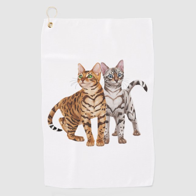 Bengal Cat Buddies Rosette and Snow Bengal Cats Pr Golf Towel (Front)