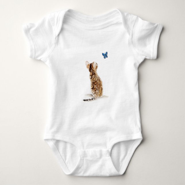 Bengal Cat  & Butterfly Baby Bodysuit (Front)