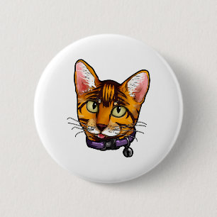 Bengal cat Cats Kitty Cartoon Face Love sweet cute 6 Cm Round Badge