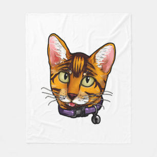 Bengal cat Cats Kitty Cartoon Face Love sweet cute Fleece Blanket