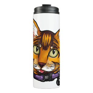 Bengal cat Cats Kitty Cartoon Face Love sweet cute Thermal Tumbler