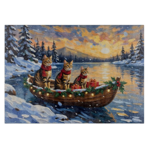 Bengal Cat Christmas Boat Holiday Cutting Board