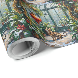 Bengal Cat Christmas Conservatory Jungle Wrapping Paper