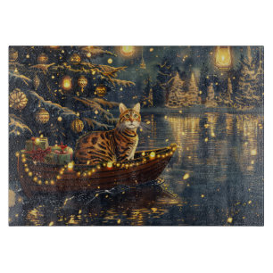 Bengal Cat Christmas Festive Voyage Cutting Board
