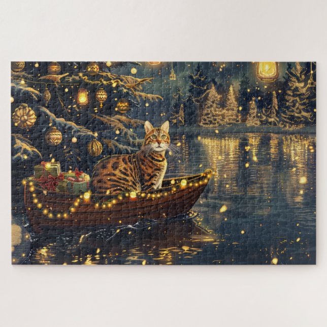 Bengal Cat Christmas Festive Voyage Jigsaw Puzzle (Horizontal)