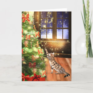 Bengal cat Christmas Holiday Card