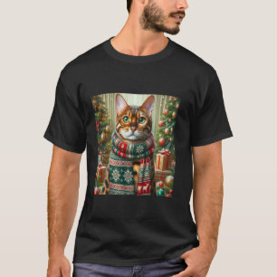 Bengal Cat Christmas Tee Festive Holiday Shirt Art