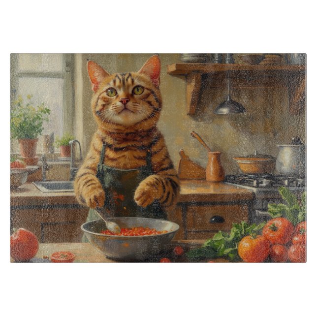 Bengal Cat Cooking in Kitchen Cutting Board (Front)