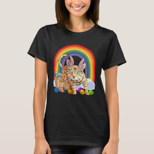 Bengal Cat Easter Eggs Bunny Rabbit T-Shirt