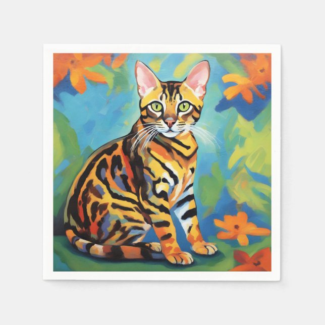 Bengal Cat Fauvism Painting Art Napkin (Front)
