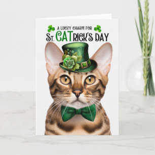 Bengal Cat Funny St. CATrick's Day Lucky Charm Holiday Card