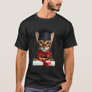 Bengal Cat Graduation Ceremony Cap Graduate Diplom T-Shirt