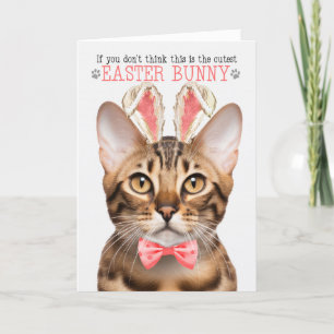Bengal Cat in Bunny Ears for Easter Holiday Card