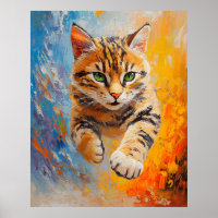Bengal Cat Leaping Through Fire and Ice