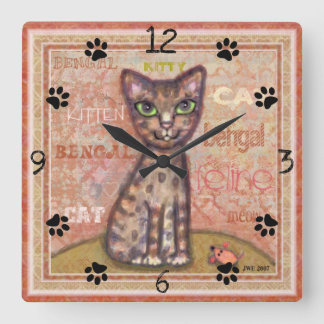 Bengal Cat Lover Square Wall Clock