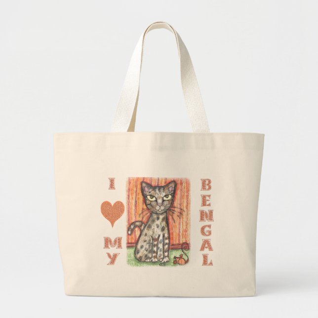 Bengal Cat Lover's Large Tote Bag (Front)