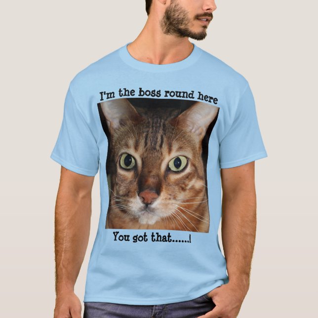 Bengal Cat Mens T-Shirt "I'm the boss......" (Front)