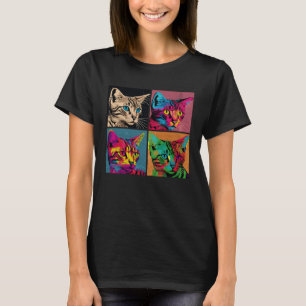 Bengal Cat Pop Illustration Colorful Animal Women  T-Shirt