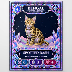 Bengal Cat, Rainbow Foil Art Postcard