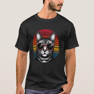 Bengal Cat Retro Vintage Sunset Sunglasses 70s T-Shirt