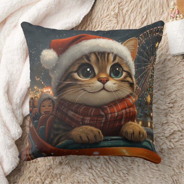 Bengal Cat Roller Coaster Christmas Cushion (Blanket)